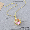 Brass Micro Pave Clear Cubic Zirconia and Pink Resin Scared Heart Pendant Necklaces for Women FS-WG476F5-12-1