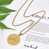 201 Stainless Steel Flat Round with Boy Pendant Box Chain Necklaces for Women Men NJEW-R013-05G-1