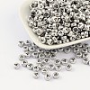 Silver Color Plated Acrylic Horizontal Hole Letter Beads PB43C9070-A-1