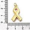 October Breast Cancer Pink Awareness Ribbon Brass Enamel Pendants KK-G525-10G-06-3