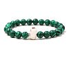 Synthetic Malachite & Turquoise Beads Stretch Bracelets for Men Women QO0012-20-1