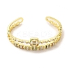 Square Glass Open Cuff Bangle with Cubic Zirconia BJEW-A136-02G-1