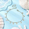 Summer Beach 304 Stainless Steel Shell Shaped Charm Anklets for Women AJEW-AN00658-1