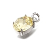 Oval Brass with Glass Charms KK-G525-08P-3