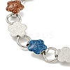 304 Stainless Steel Enamel Flower Link Chain Bracelets with Glitter Powder BJEW-S153-05P-03-2