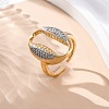 Brass Micro Pave Clear Cubic Zirconia Cuff Finger Rings for Women RJEW-C116-06G-2