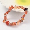 Chips Natural Carnelian(Dyed & Heated) Beaded Stretch Bracelets BJEW-JB02131-02-1
