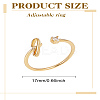 1Pc Letter Brass Rhinestone Open Cuff Rings for Women AJEW-LP0004-47G-G-2