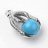 Eagle Claw Alloy Synthetic Turquoise Pendants G-L455-A16-2