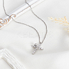 1Pc Brass Micro Pave Clear Cubic Zirconia Crown Cross Pendant Necklaces NJEW-LP0003-84P-3