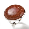 Natural Red Jasper Round Adjustable Rings RJEW-K371-09S-24-2