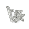 Brass Crystal Rhinestone Letter Links Connector Charms KK-S395-06P-W-1