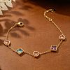 304 Stainless Steel Pave Colorful Cubic Zirconia Rhombus Heart Link Bracelets for Women WG7C819-01-2