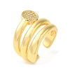 Round Brass Micro Pave Clear Cubic Zirconia Open Cuff Rings RJEW-U008-22G-1