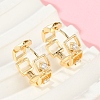 Brass Clear Cubic Zirconia Hoop Earrings EJEW-Q016-02G-1