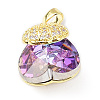 Real 18K Gold Plated Rack Plating Brass Micro Pave Cubic Zirconia Pendants KK-G466-02G-2