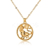 Alloy Flat Round with Constellation Pendant Necklaces PW-WG52384-05-1
