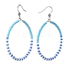 Colorful Glass Seed Beads Big Ring Dangle Earrings for Girl Women EJEW-JE04653-4