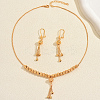 Vintage Brass Round Beaded Tassel Necklace & Earrings for Women BM2908-3