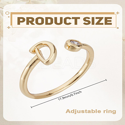 1Pc Brass Micro Pave Clear Cubic Zirconia Open Cuff Rings for Women RJEW-LP0002-37D-1
