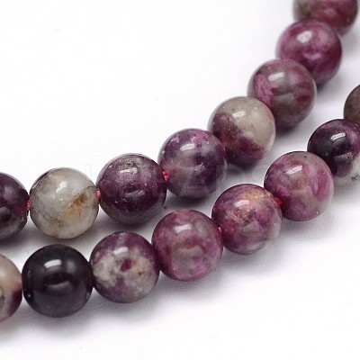 Natural Grade A Plum Blossom Tourmaline Round Bead Strands G-P114-09-5mm-1