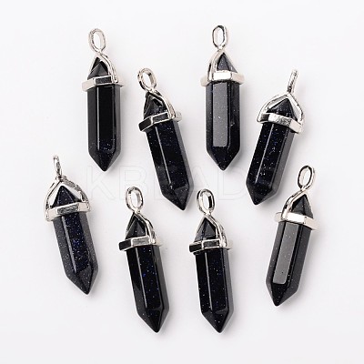 Synthetic Blue Goldstone Pointed Pendants G-F295-03H-1