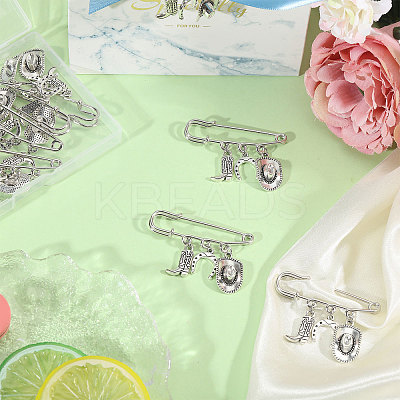 12Pcs West Cowboy Steel Heavy Duty Safety Pins Brooch JEWB-CA00007-1