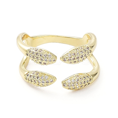 Clear Cubic Zirconia Snake Open Cuff Rings RJEW-G287-02G-1