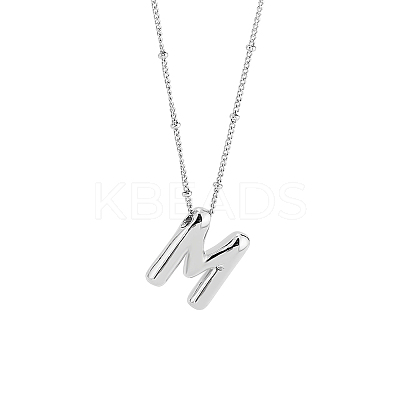 1pc Brass Chain with Alloy Letter Pendants Necklaces NJEW-LP0001-41M-P-1