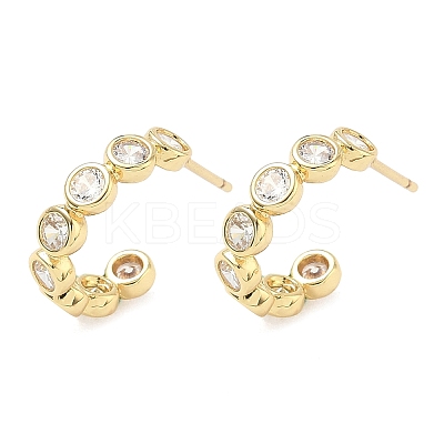 Brass Micro Pave Clear Cubic Zirconia Stud Earrings EJEW-G452-07G-1