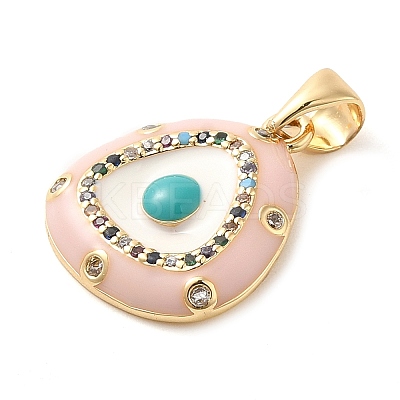 Real 18K Gold Plated Brass Clear Cubic Zirconia Pendants KK-A198-10G-02-1