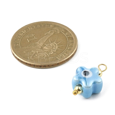Star Shaped Evil Eye Glazed Porcelain Pendants PALLOY-JF02213-1