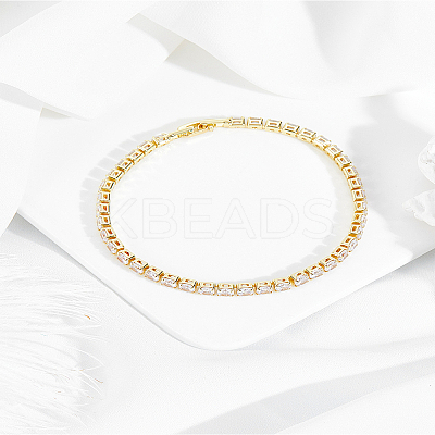 1Pc Brass Rhinestone Cup Chains Bracelets for Women BJEW-LP0015-19G-1