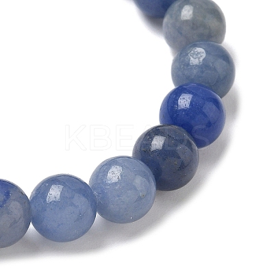 Natural Blue Aventurine Round Beads Stretch Bracelets for Men Women BJEW-JB11999-1