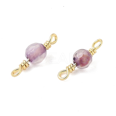 Dyed Natural Agate Faceted Round Connector Charms KK-C097-06G-03-1
