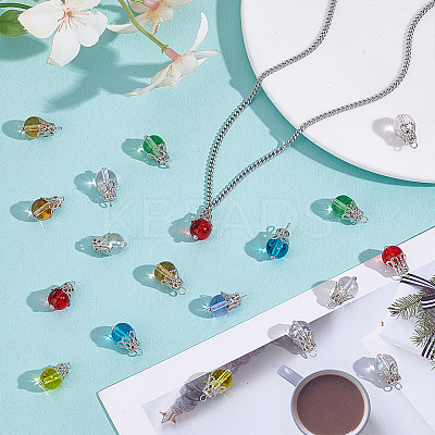 120Pcs 8 Colors Glass Charms PALLOY-HY00099-1