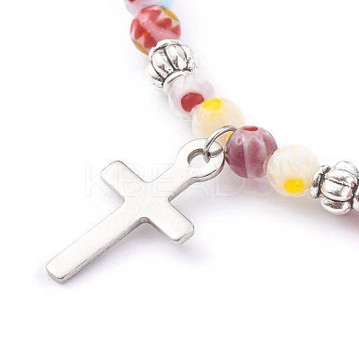304 Stainless Steel Charm Stretch Bracelets BJEW-JB05975-05-1