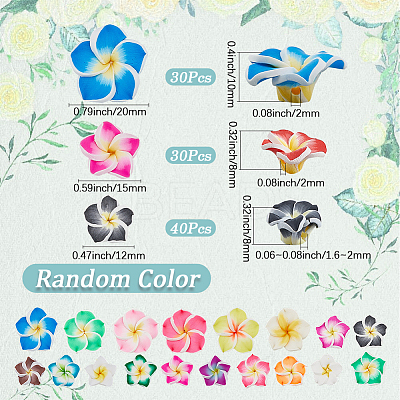100Pcs 3 Styles Handmade Polymer Clay 3D Flower Plumeria Beads CLAY-SC0002-61-1