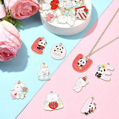 34Pcs 17 Styles Valentine's Day Alloy Enamel Pendants FIND-CJ0002-98-1