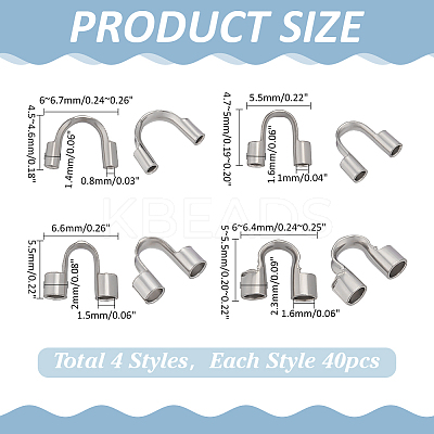 160Pcs 4 Styles 304 Surgical Stainless Steel Wire Guardian and Protectors STAS-ME0002-19-1