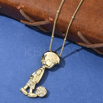 Brass Micro Pave Clear Cubic Zirconia Pendant Necklaces NJEW-M084-01G-01-1