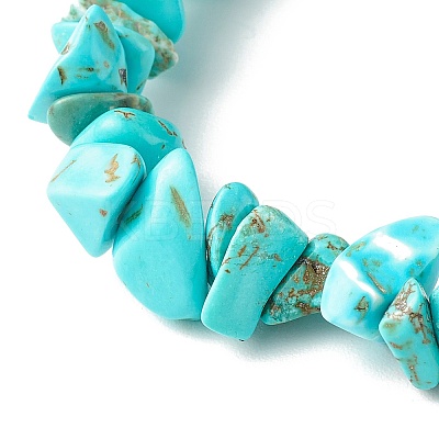 Synthetic Turquoise(Dyed) Chip Bead Stretch Bracelets for Children BJEW-JB06388-08-1