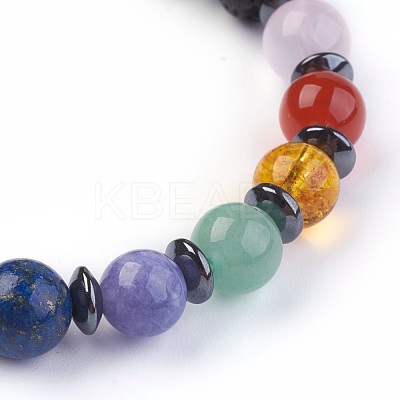 Natural Mixed Stone Stretch Bracelets BJEW-JB03945-02-1