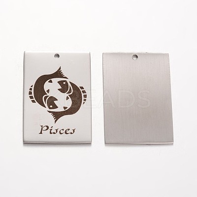 Tarnish Resistant Rectangle 201 Stainless Steel Pendants STAS-M259-01-AAA-1