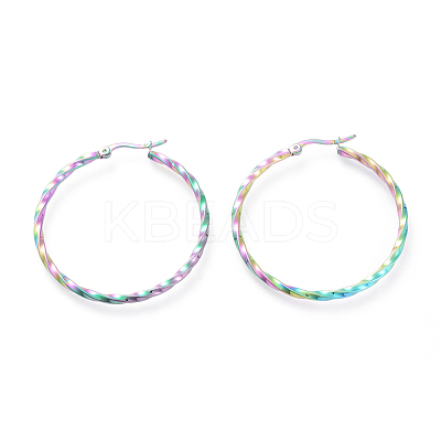 Electroplated 304 Stainless Steel Big Hoop Earrings EJEW-G258-02A-1