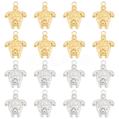 16Pcs 2 Colors 201 Stainless Steel Pendants STAS-UN0051-56-1