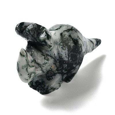 Natural Moss Agate Carved Healing Rhinoceros Figurines DJEW-P016-01D-1