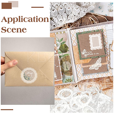 6 Bags 2 Styles PET Waterproof Lace Decorative Stickers STIC-SC0001-02B-1