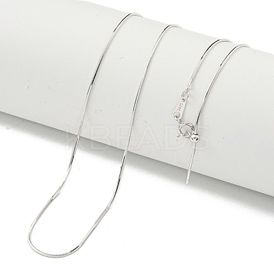 Rhodium Plated 925 Sterling Silver Square Snake Chain Necklaces NJEW-C052-01P-1