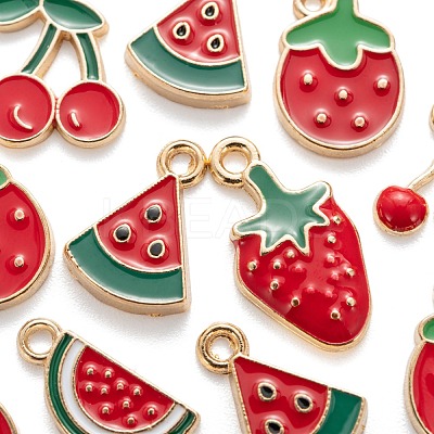140Pcs 7 Style Light Gold Alloy Enamel Pendants ENAM-LS0001-65-1
